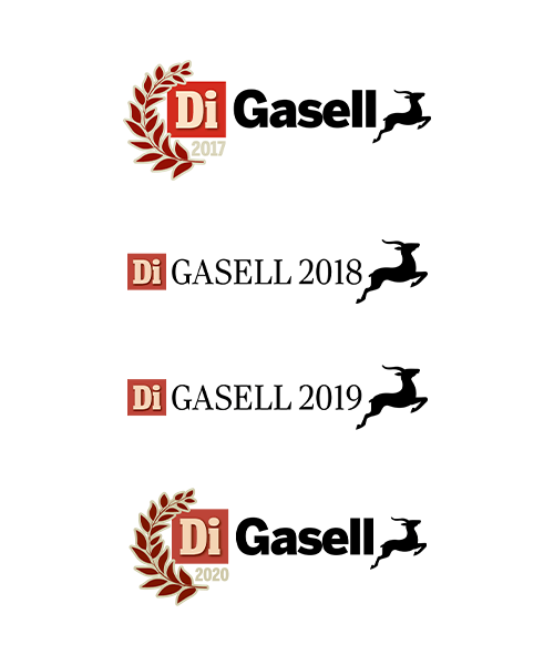 Fyra logotyper för att vara DI Gasell 4 år i rad (2017-2020)