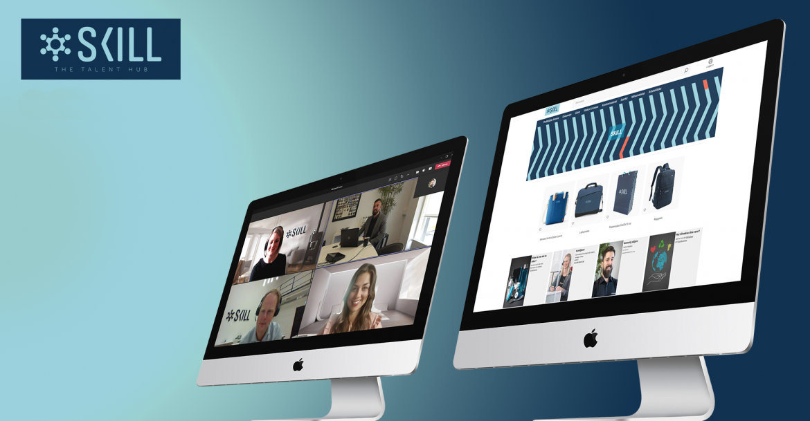 Två skärmar som visar företaget SKILL:s nya e-handelslösning.