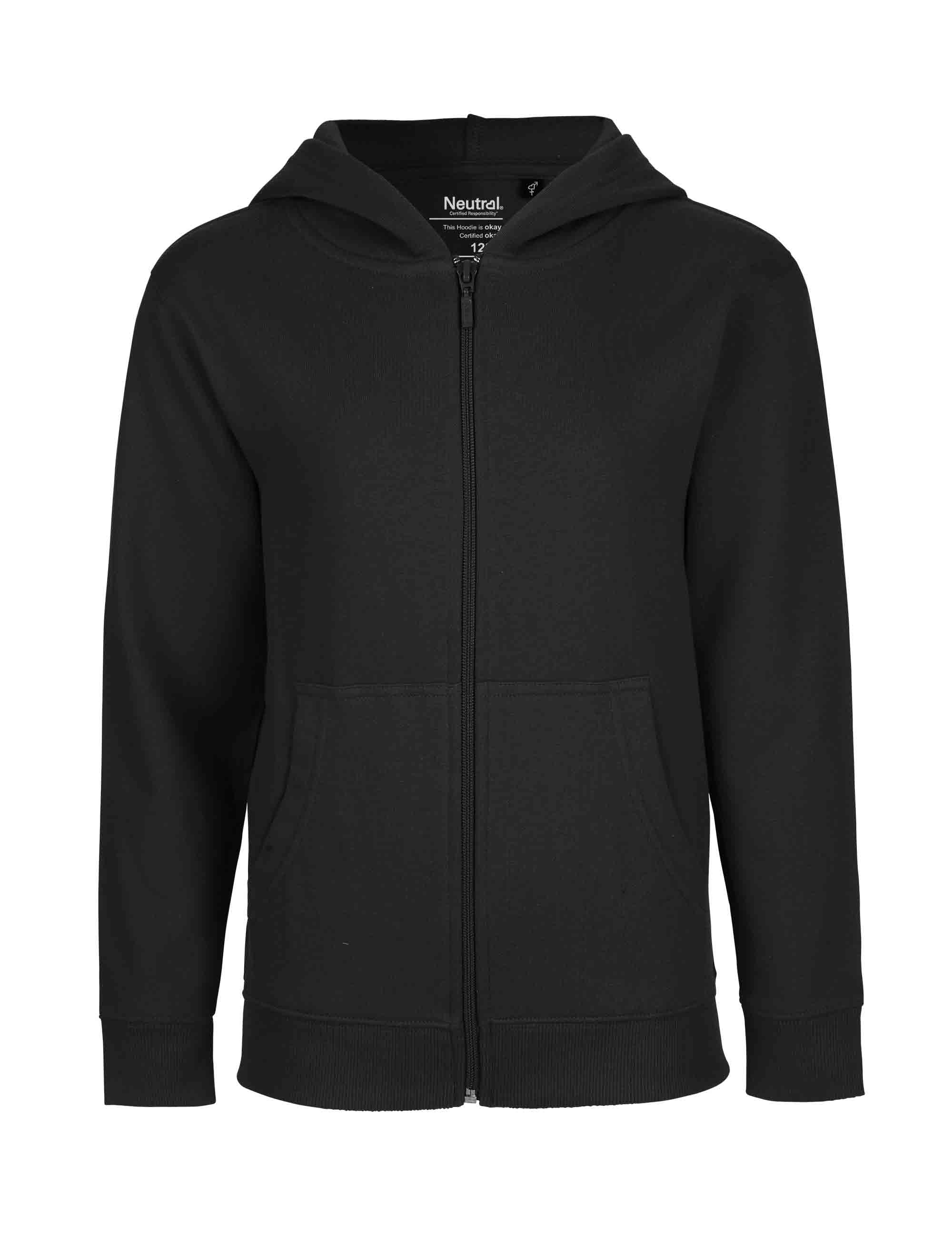 Kids Hoodie w. Zip Black