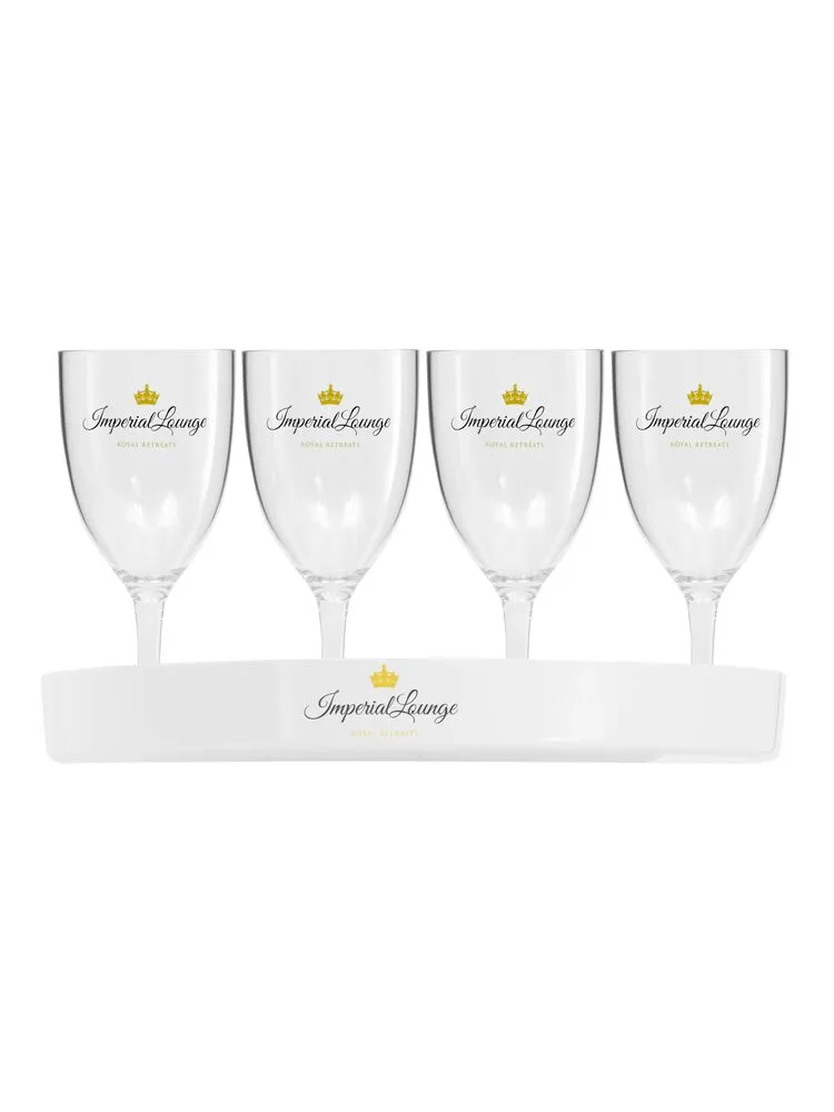 Glas och bricka med logo Transparent