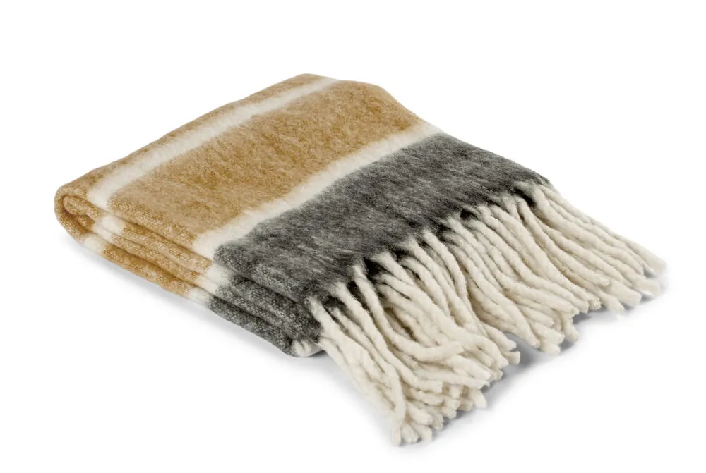 Ullpläd Rand Beige