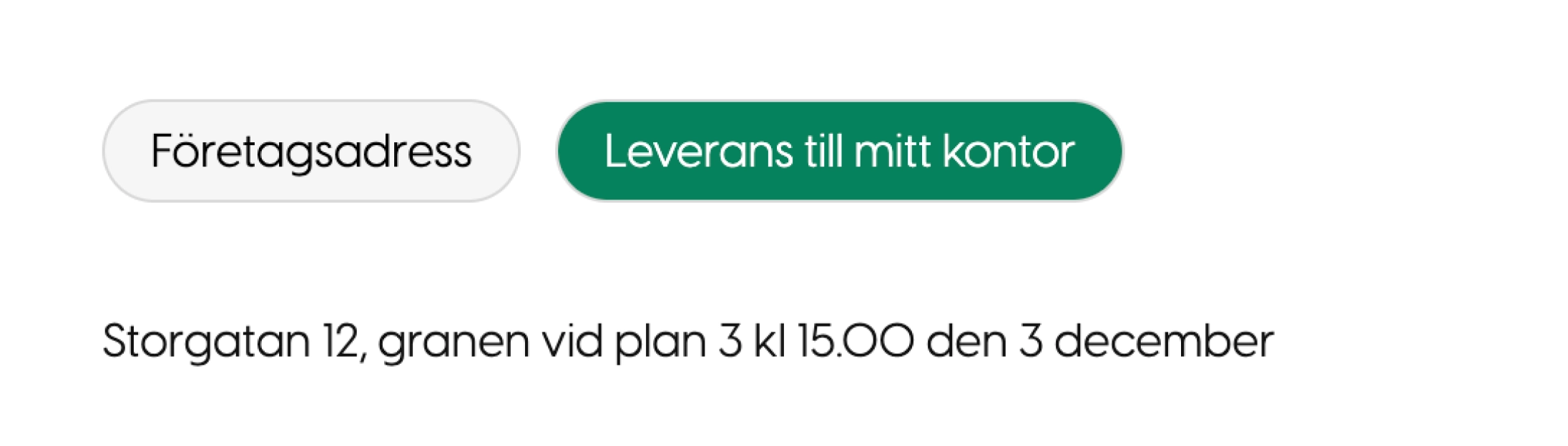 Kassan där ett eget leveransalternativ är valt och adressen visas förifylld.