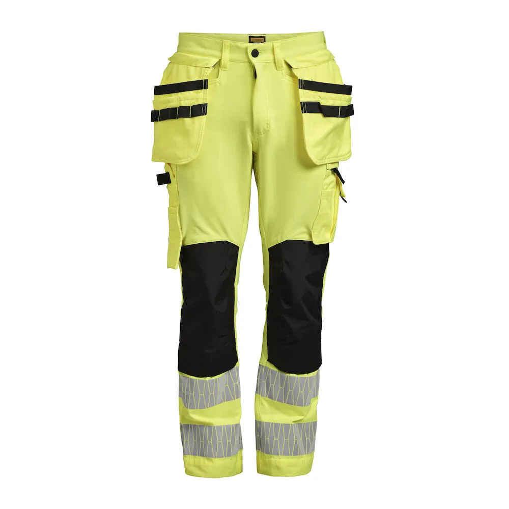 Hantverksbyxa Stretch Varsel Gul/svart