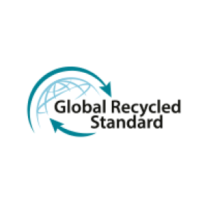 Logotyp för Global Recycled Standard: Globsymbol med två återvinningspilar