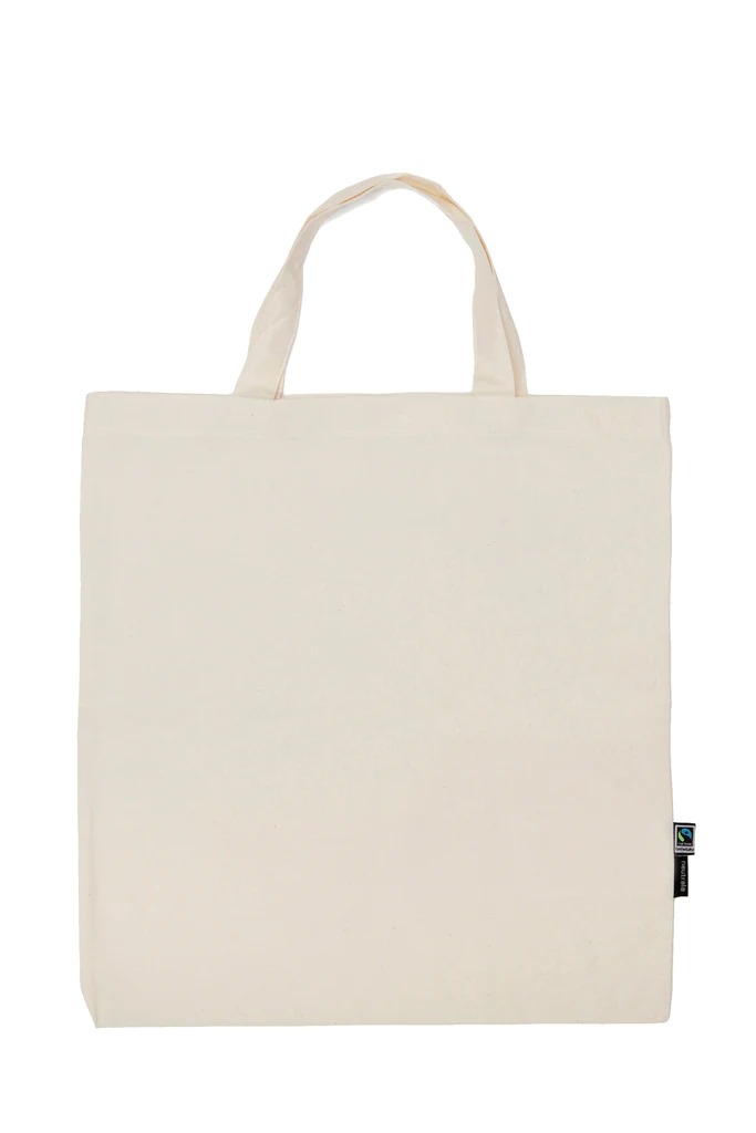 Tygkasse Fairtrade korta handtag Beige